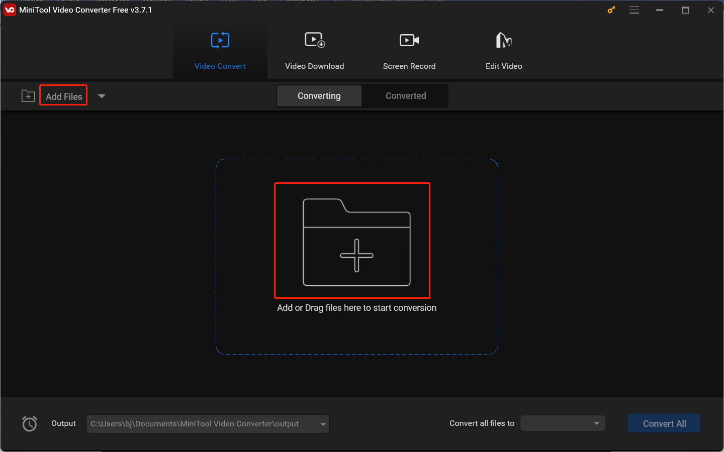 Import a target AVI video for AVI to OGG conversion in MiniTool Video Converter