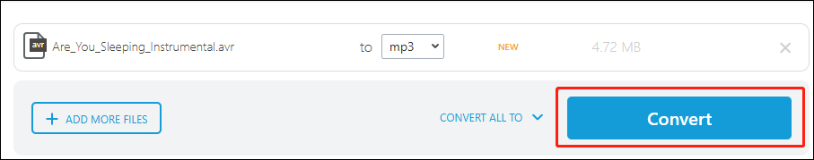 Click on the Convert button to begin converting AVR to MP3