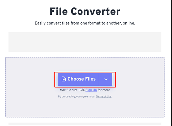 Click Choose Files to import your FLV file for format conversion in FreeConvert