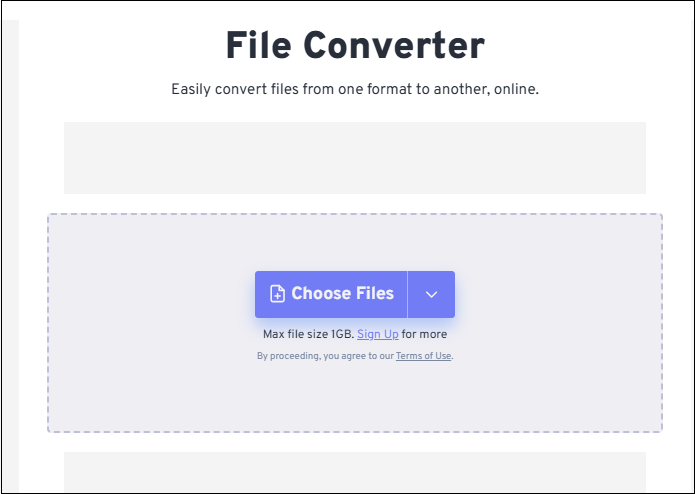 Click Choose Files in FreeConvert to load the MOV file from your device