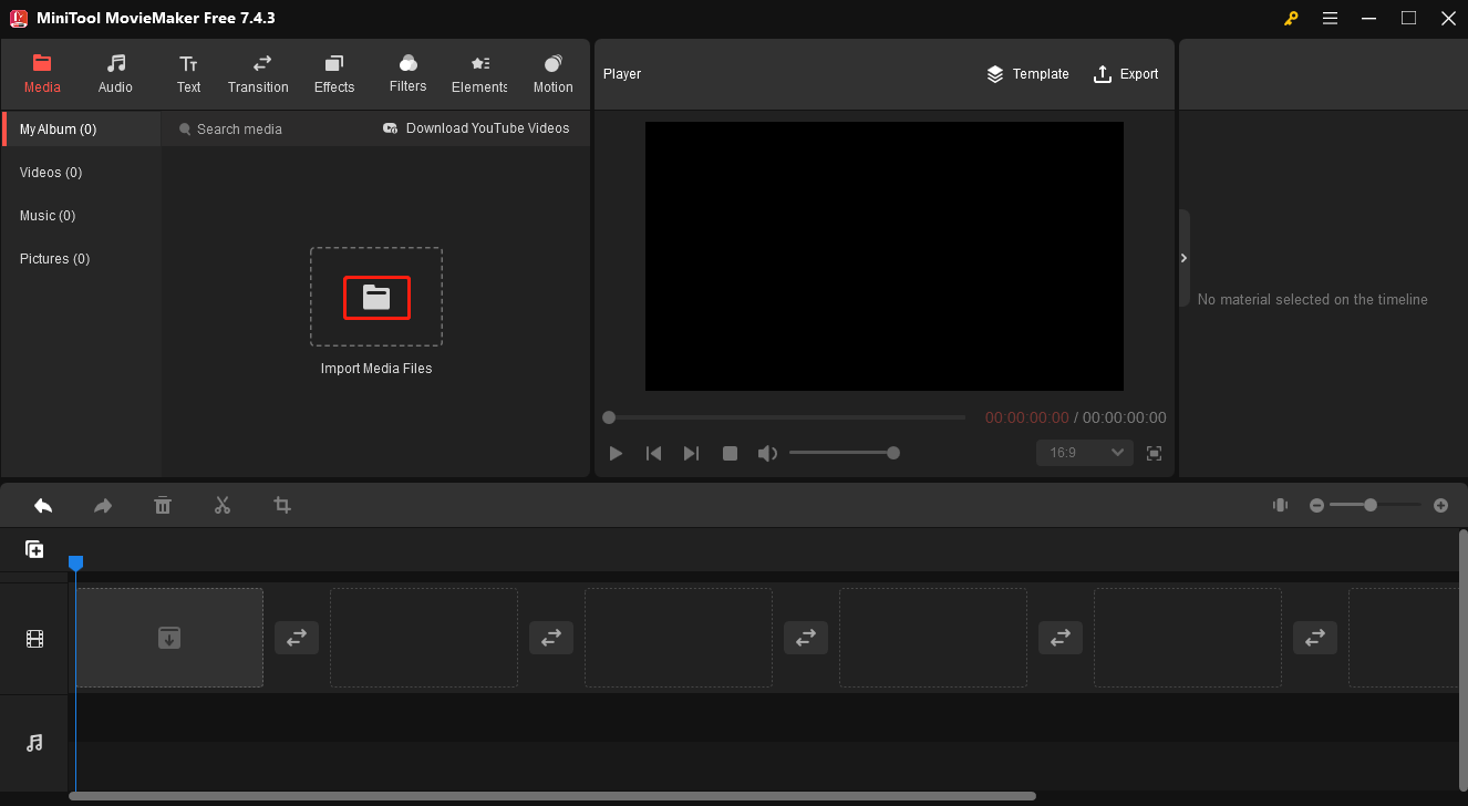 Click on the document icon in MiniTool MovieMaker to import your WAV file