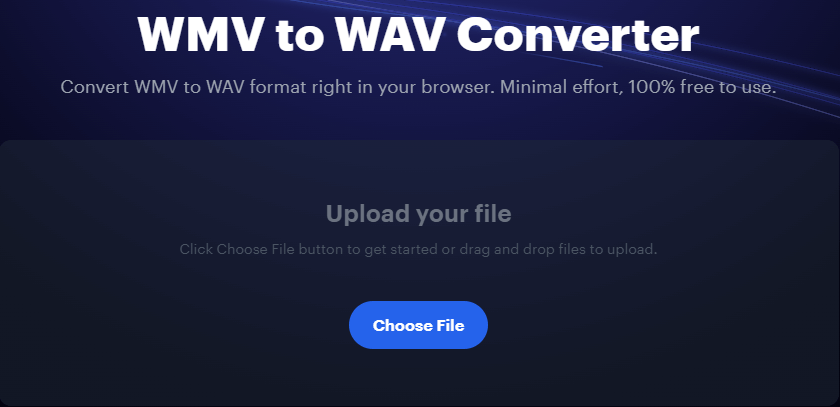 The WMV to WAV Converter page of Restream