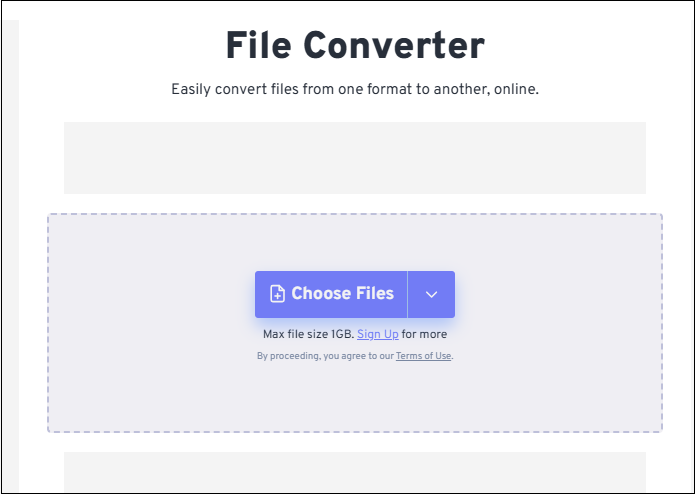 Click Choose Files in FreeConvert to load the DivX file from your device