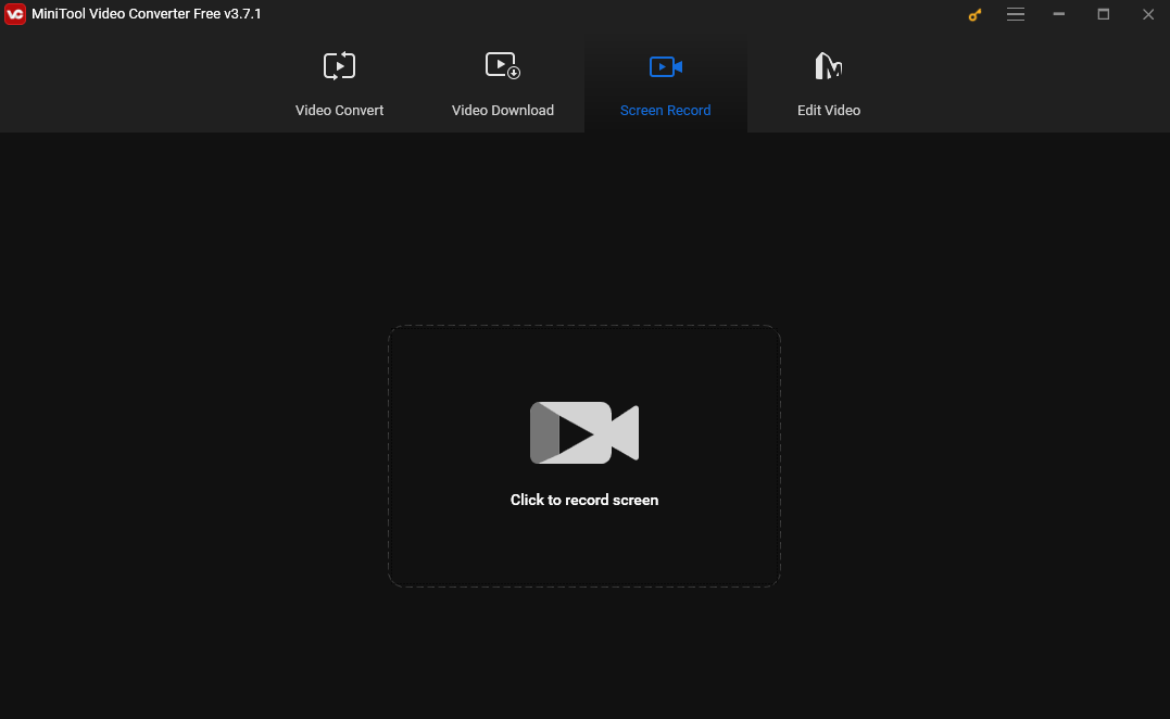 Hit the Click to record screen area in MiniTool Video Converter to access the MiniTool Screen Recorder panel