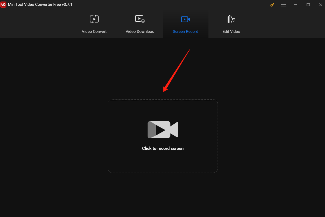 Click the Click to record screen area under Screen Record to access MiniTool Screen Recorder
