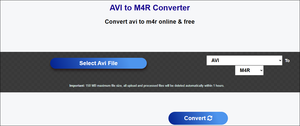 The AVI to M4R Converter page of Docpose