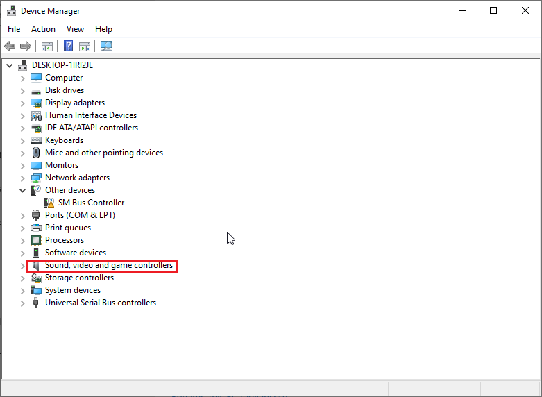 Expand the Sound, video and game controllers to find your sound cards in the Device Manager tab