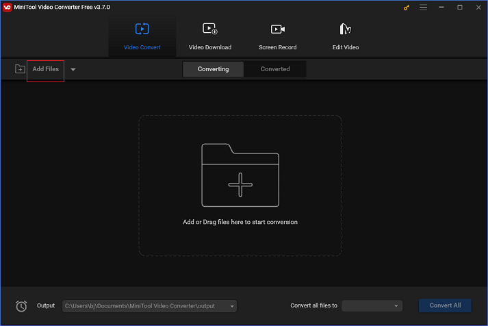 The main interface of MiniTool Video Converter