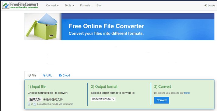 The interface of Free File Convert