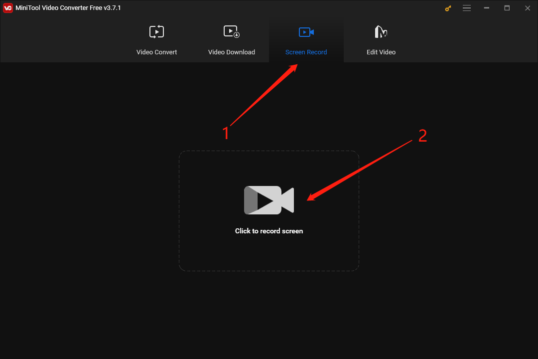 Click on the big recording icon in MiniTool Video Converter to access MiniTool Screen Recorder