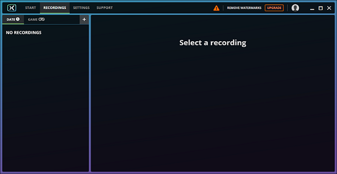 The interface for recording in FBX Game Recorder