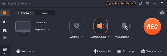 The interface for recording in EaseUS RecExperts