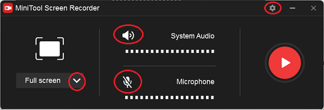 Adjust some settings for recording in the MiniTool Screen Recorder window