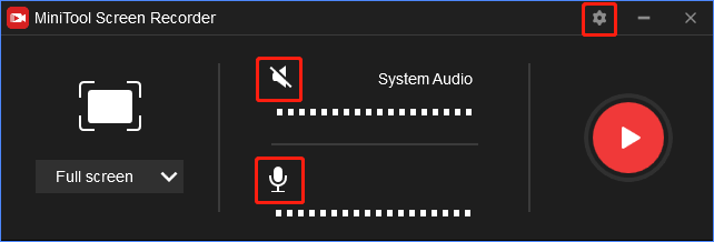 The MiniTool Screen Recorder window for recording in MiniTool Video Converter