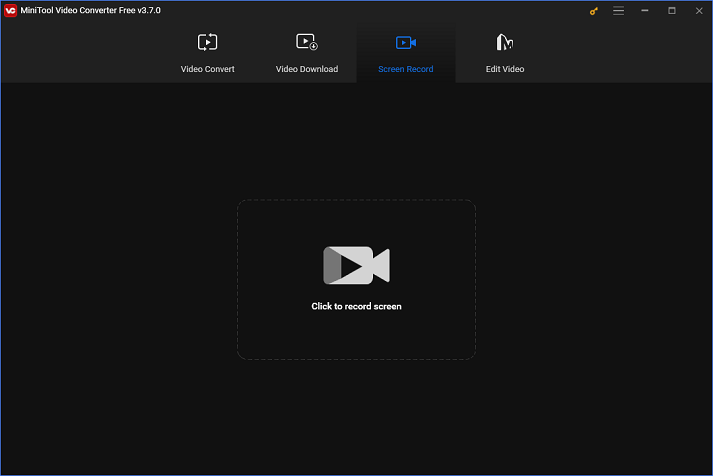 The interface of the Screen Record section for recording in MiniTool Video Converter