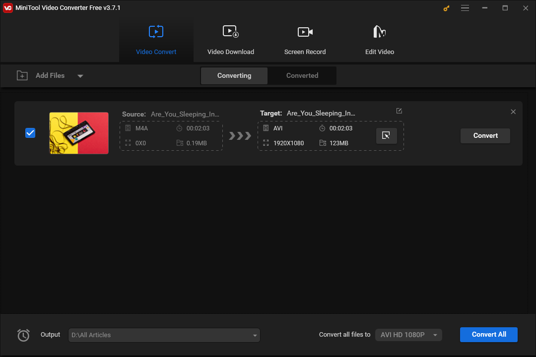 The main interface of MiniTool Video Converter