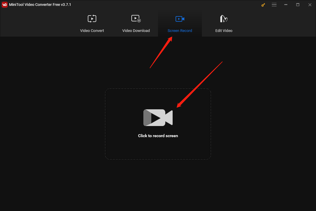 Click on the big recording icon in MiniTool Video Converter to access the MiniTool Screen Recorder