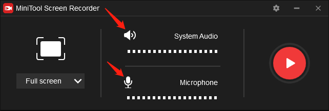 Click on the audio icons in MiniTool Screen Recorder to manage the recording audio