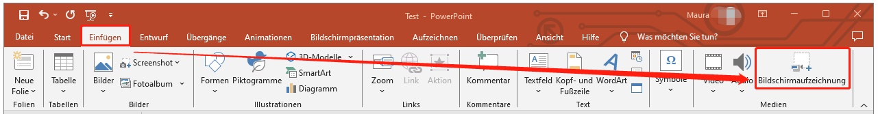 Bildschirmaufzeichnung in PowerPoint