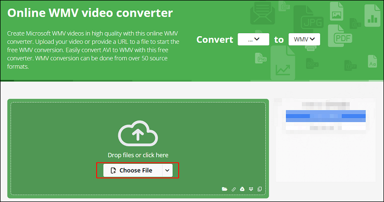 Click Choose File to import WLMP file(s) for format conversion in Online-convert.com