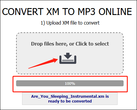 Click on the inverted arrow icon to import your XM file