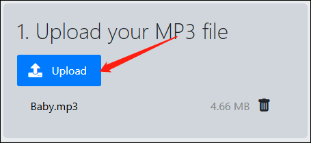 Click on the Upload button to import your MP3 file