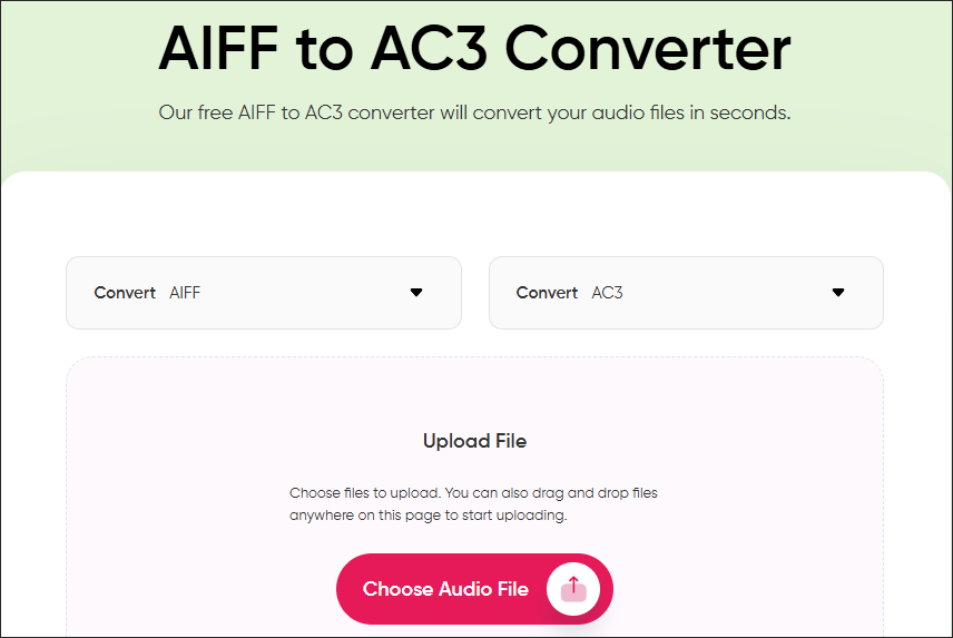 The AIFF to AC3 Converter page of Podcastle