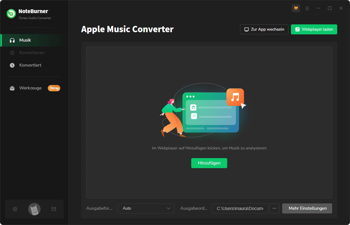 Hauptschnittstelle von NoteBurner iTunes Audio Converter