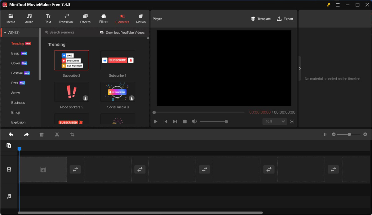 The interface of MiniTool MovieMaker