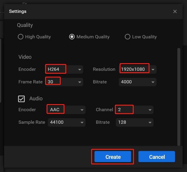 Parameter des MP4-Formats anpassen