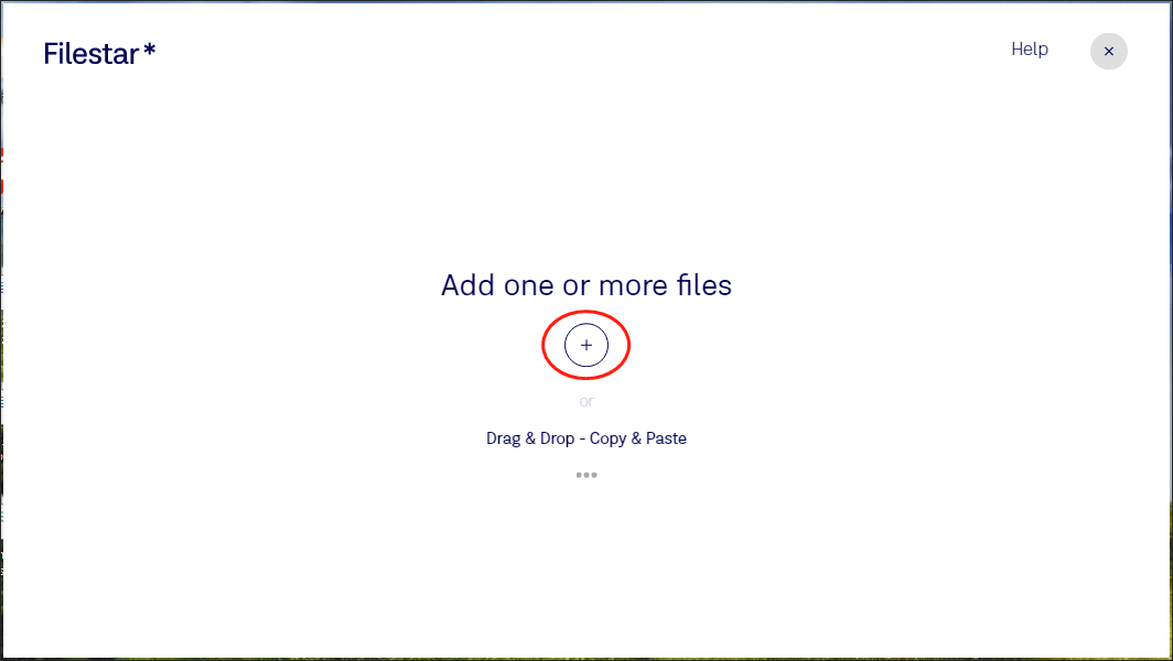 Click on the plus icon in Filestar to upload your FLAC files