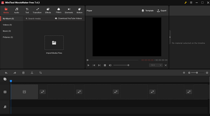 The interface of MiniTool MovieMaker