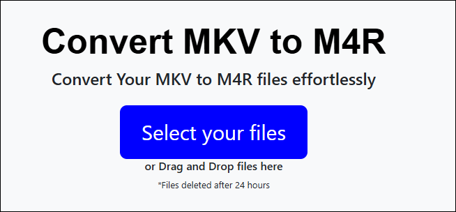 The MKV to M4R conversion page of MKV.to