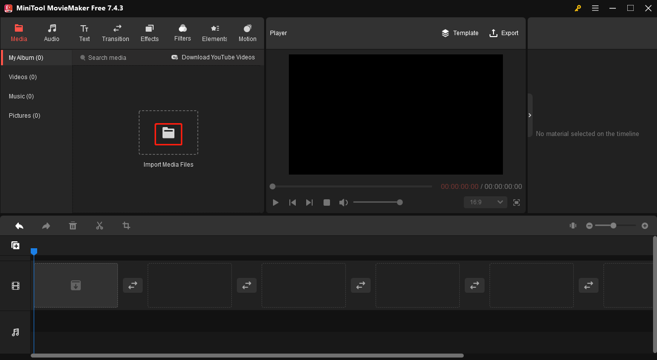 Click on the big document icon in MiniTool MovieMaker to upload your M4R file