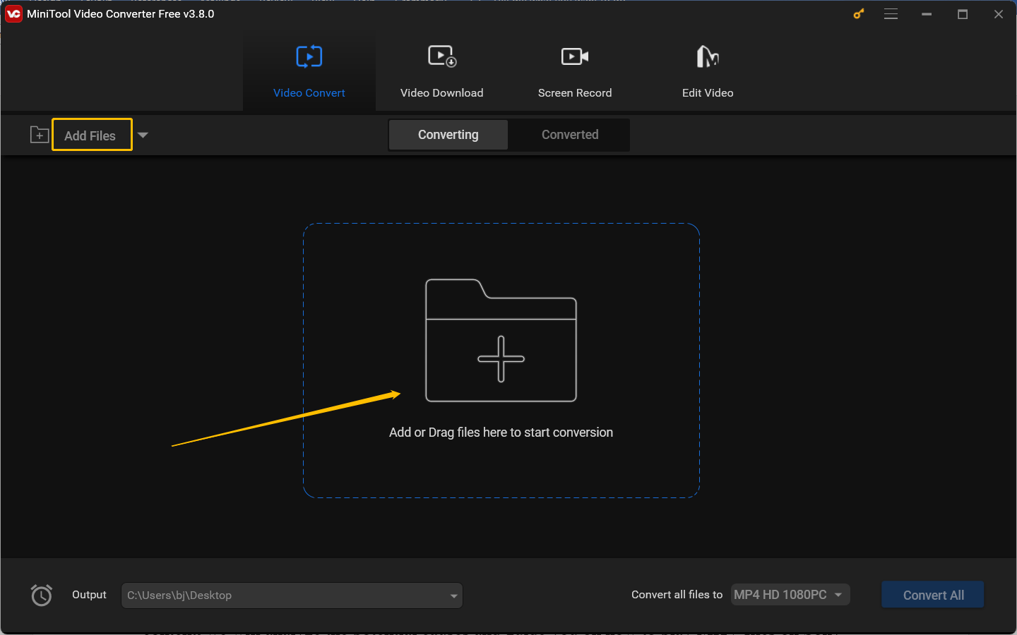 zu konvertierende MKV-Datei durch einen Klick auf Dateien hinzufügen in MiniTool Video Converter importieren