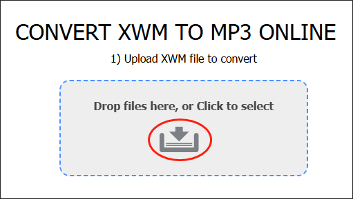 Click on the inverted arrow icon to upload your XWM files