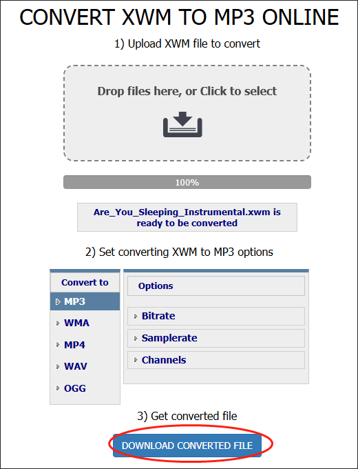 Click on the DOWNLOAD CONVERTED FILE to download your converted file