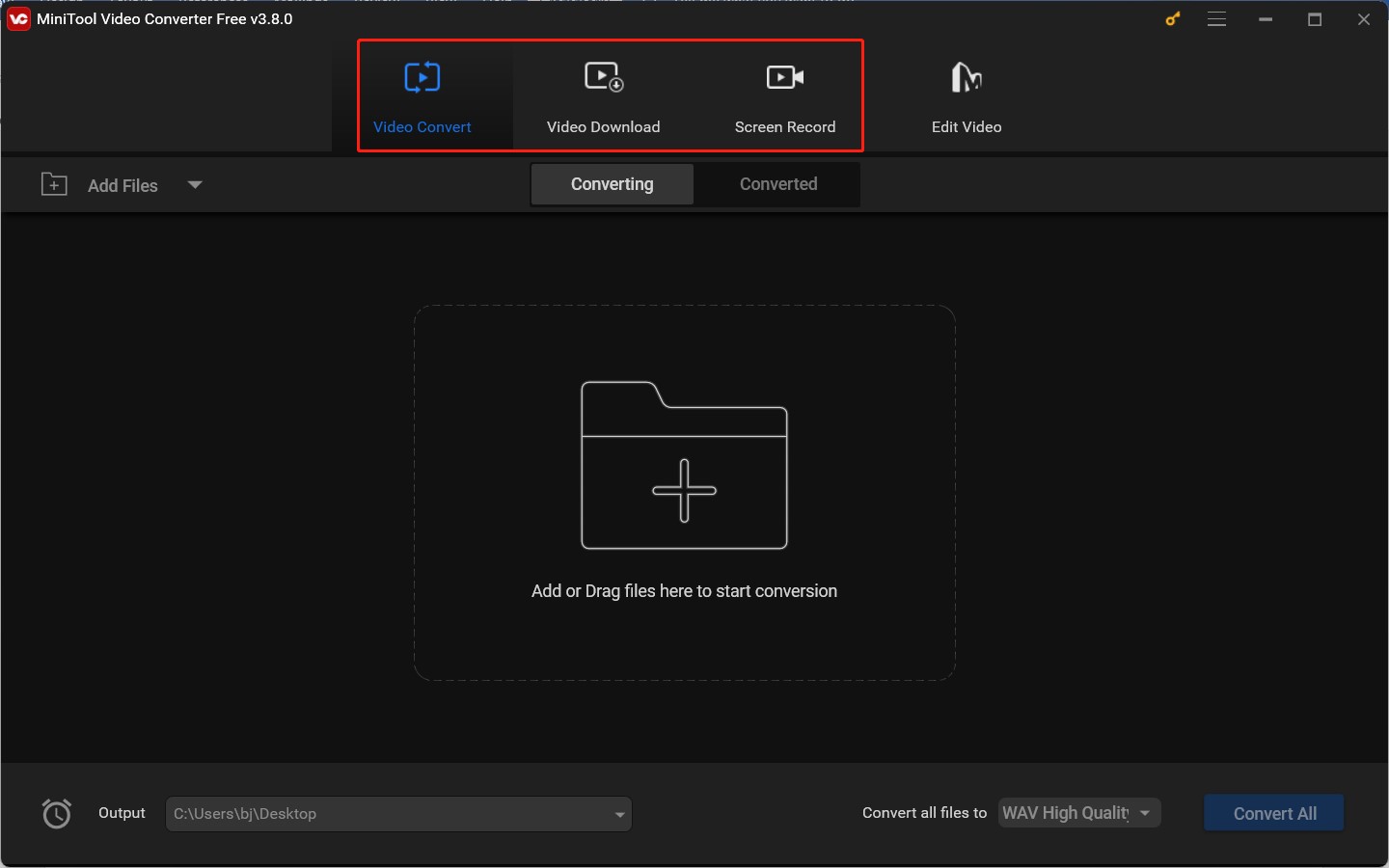 The main interface of MiniTool Video Converter