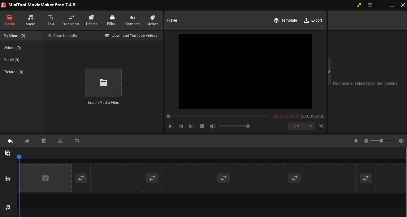 The interface of MiniTool MovieMaker