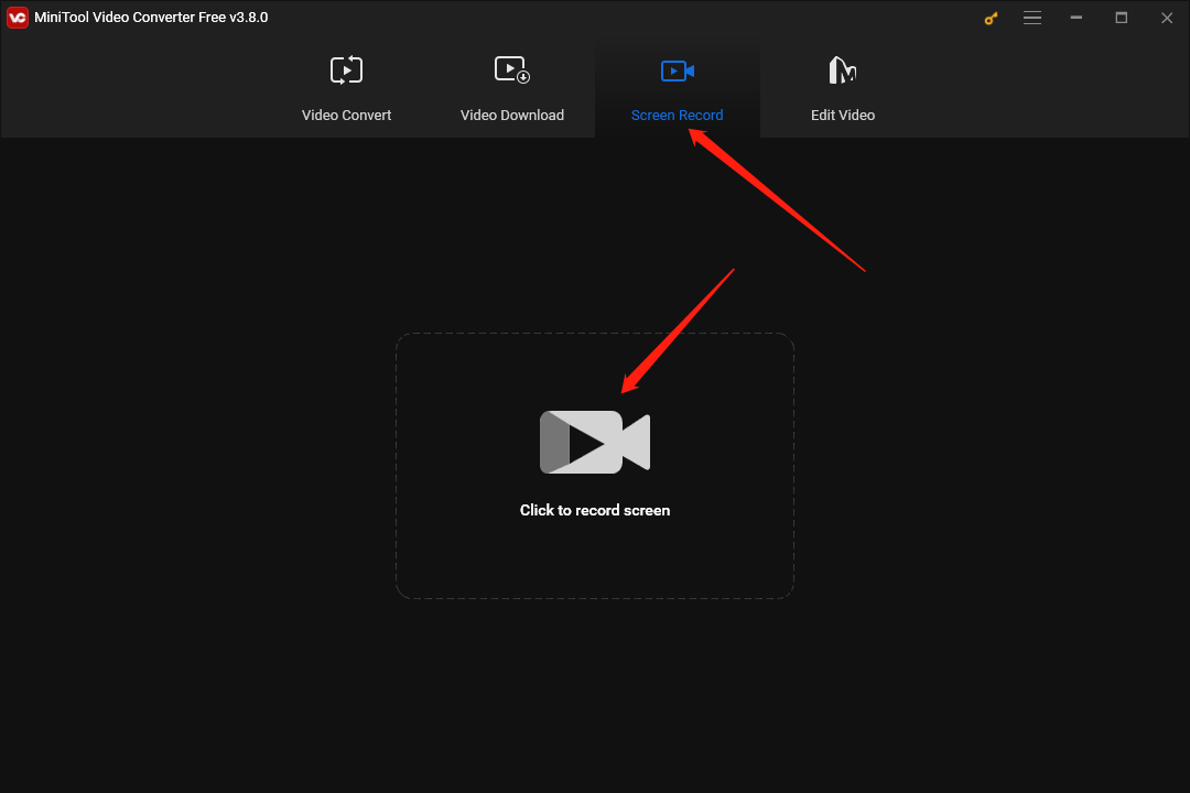 Click on the big recording icon in MiniTool Video Converter to access the MiniTool Screen Recorder