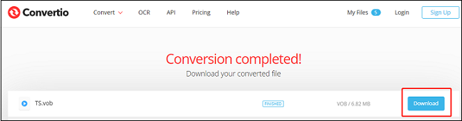 Click the Download button in Convertio to save the converted file to the local folder