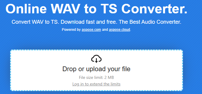 The WAV to TS Converter page of Aspose