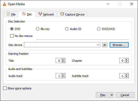 Enter the number corresponding to your desired audio track under the Audio and Subtitles section