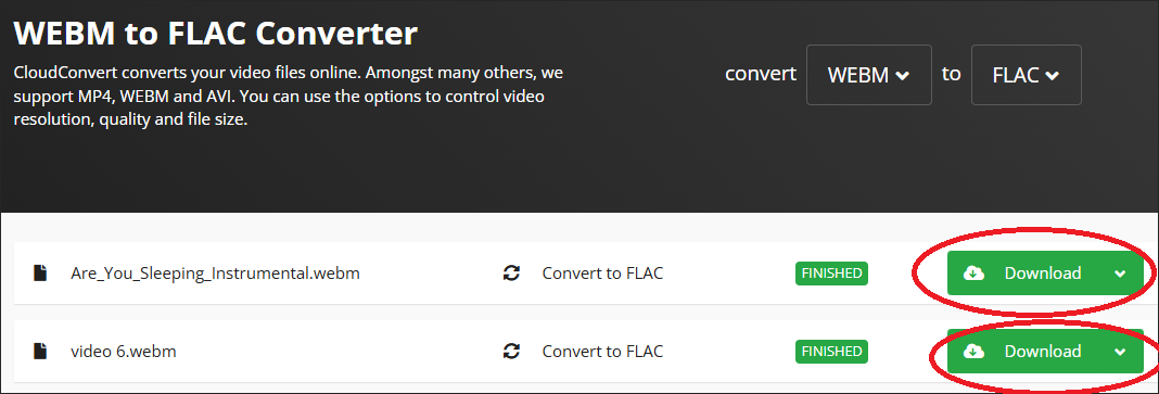 Click on the Download button in CloudConvert to download your converted files