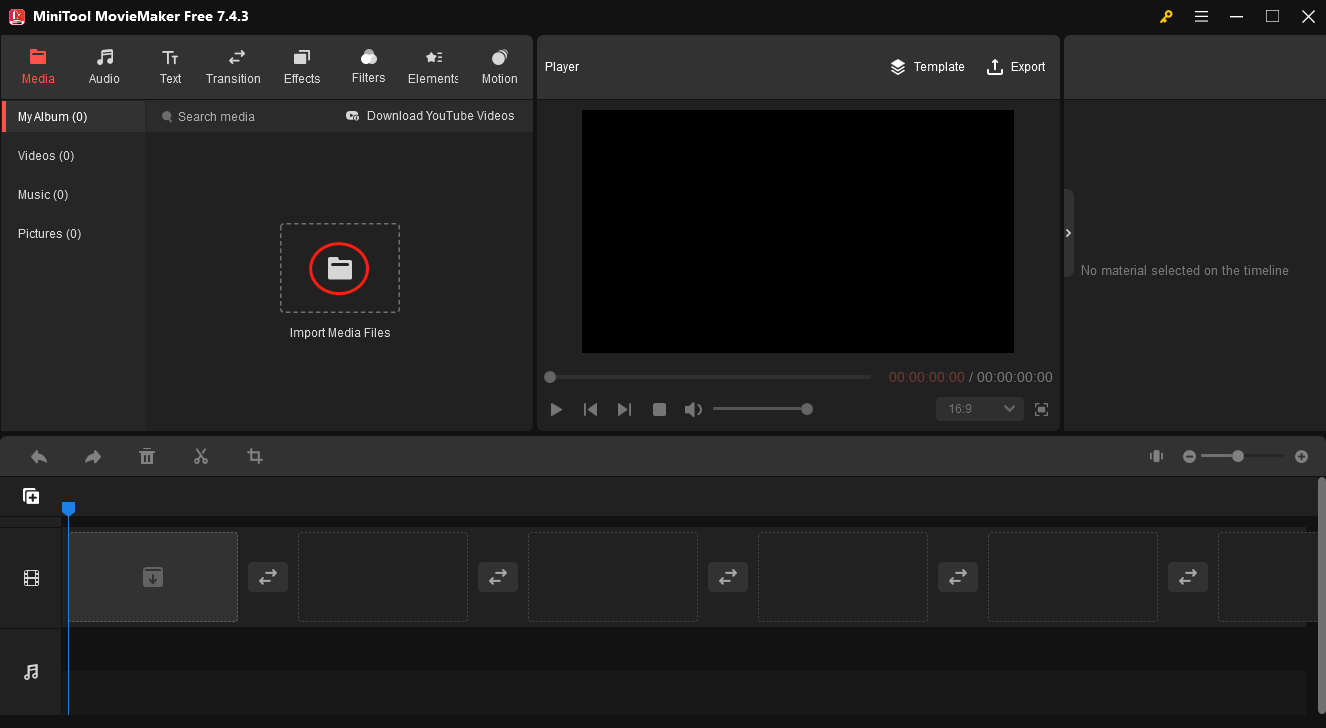 Click on the document icon in MiniTool MovieMaker to import your FLAC files