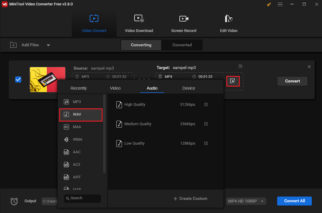 MP3 mit MiniTool Video Converter in WAV konvertieren