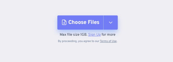 Click Choose Files in FreeConvert to load your AVI file