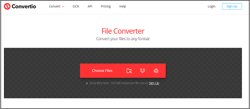 The interface of Convertio