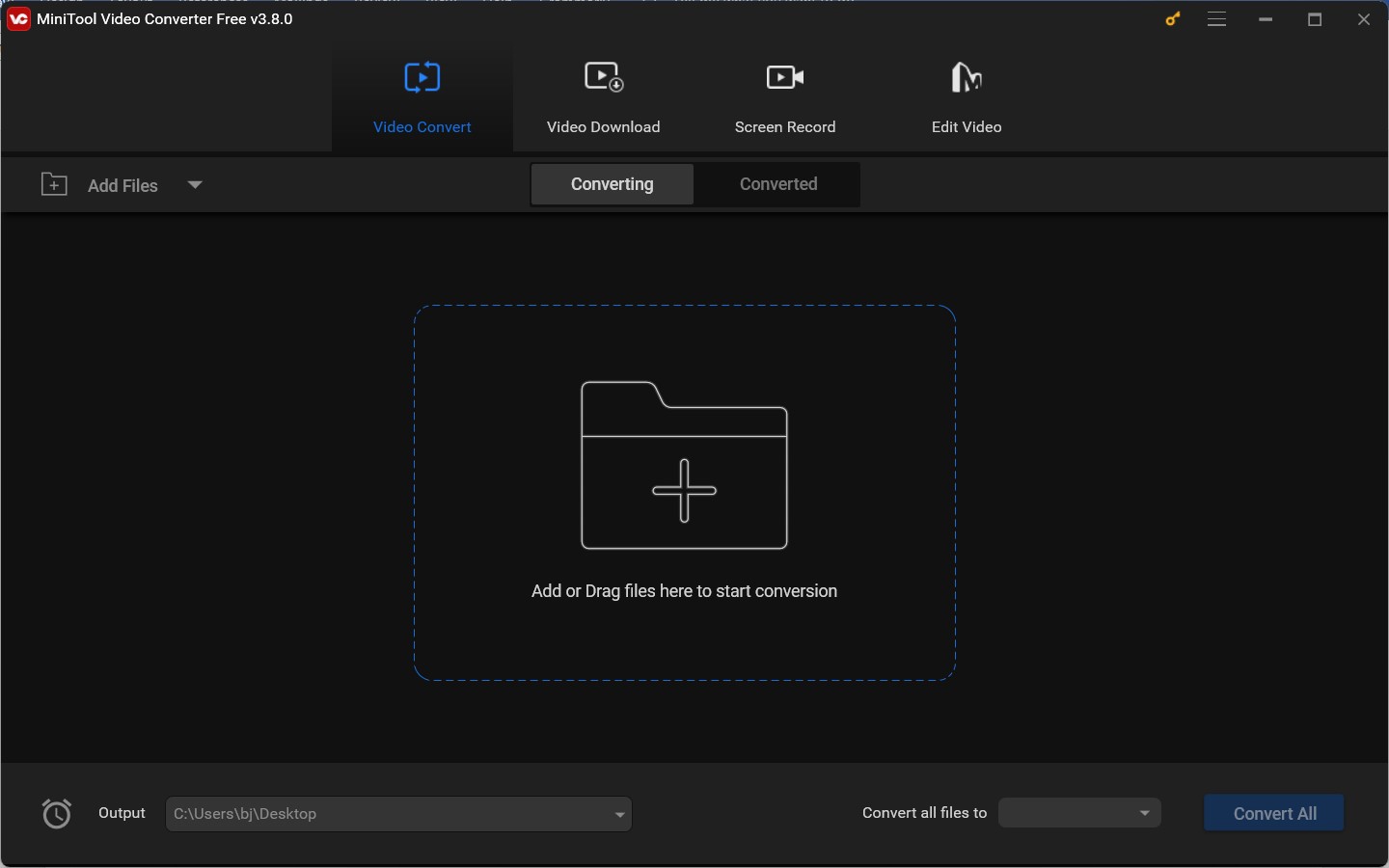 The default Video Convert interface of MiniTool Video Converter