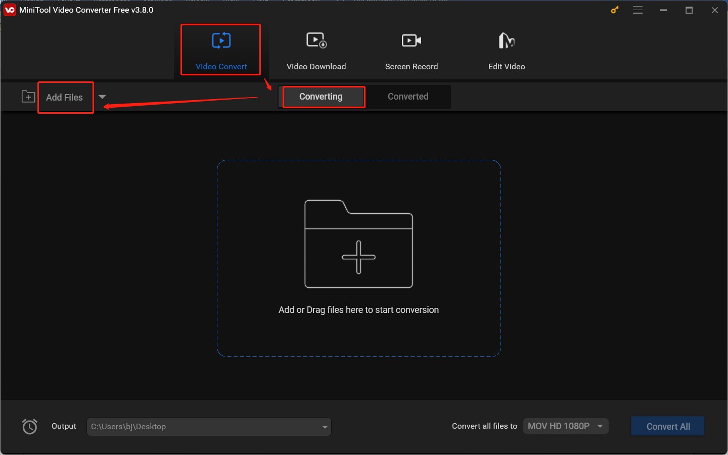 Click Add Files to import the target MKV file to MiniTool Video Converter